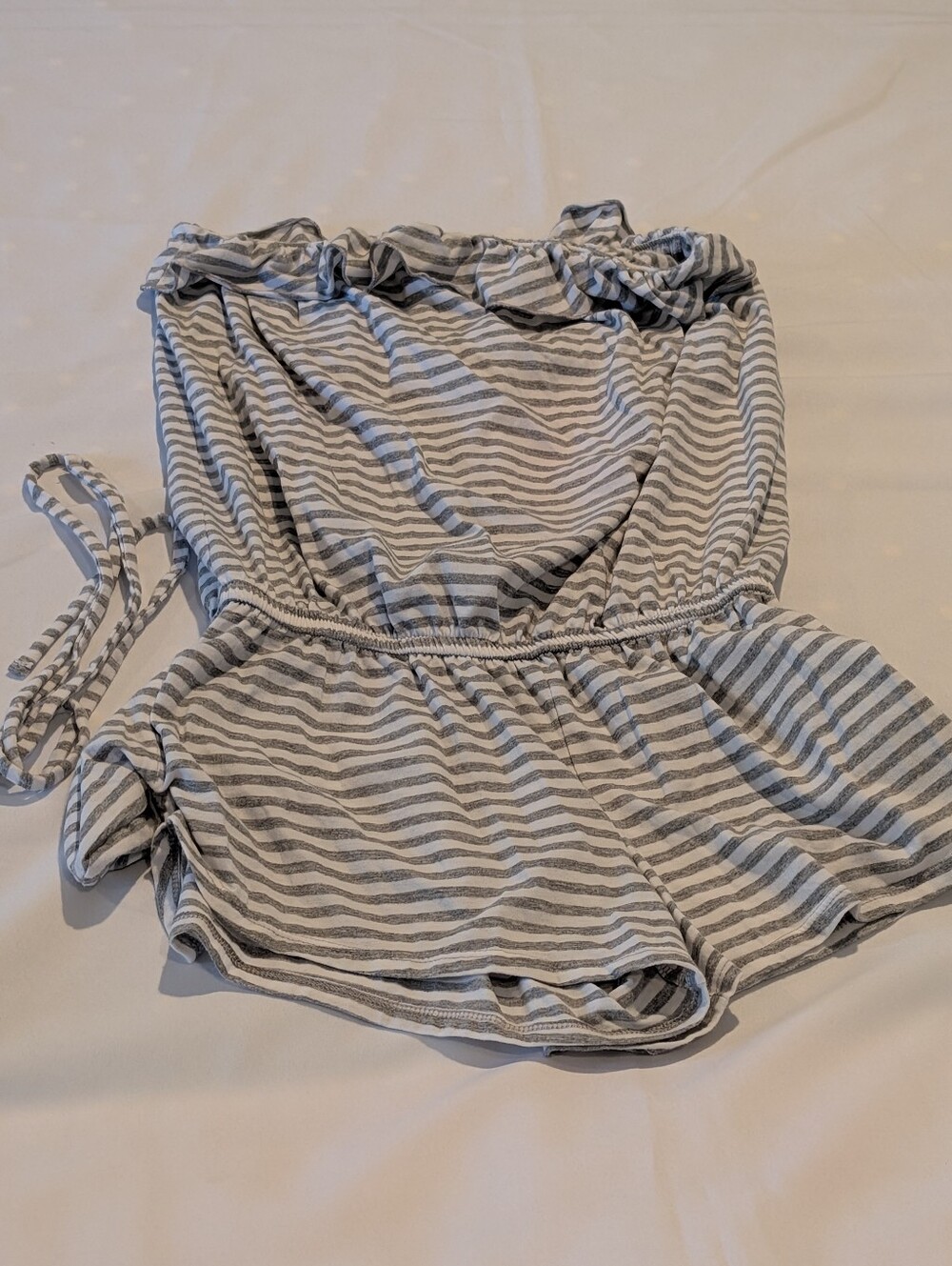 SO L Striped Gray and White Women’s Shorts Romper